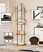 Yorbay Garderobenständer im Baum - Design mit 9 Haken & 3 Ablagen - YB104 - T073 - 4 - yorbiy.com