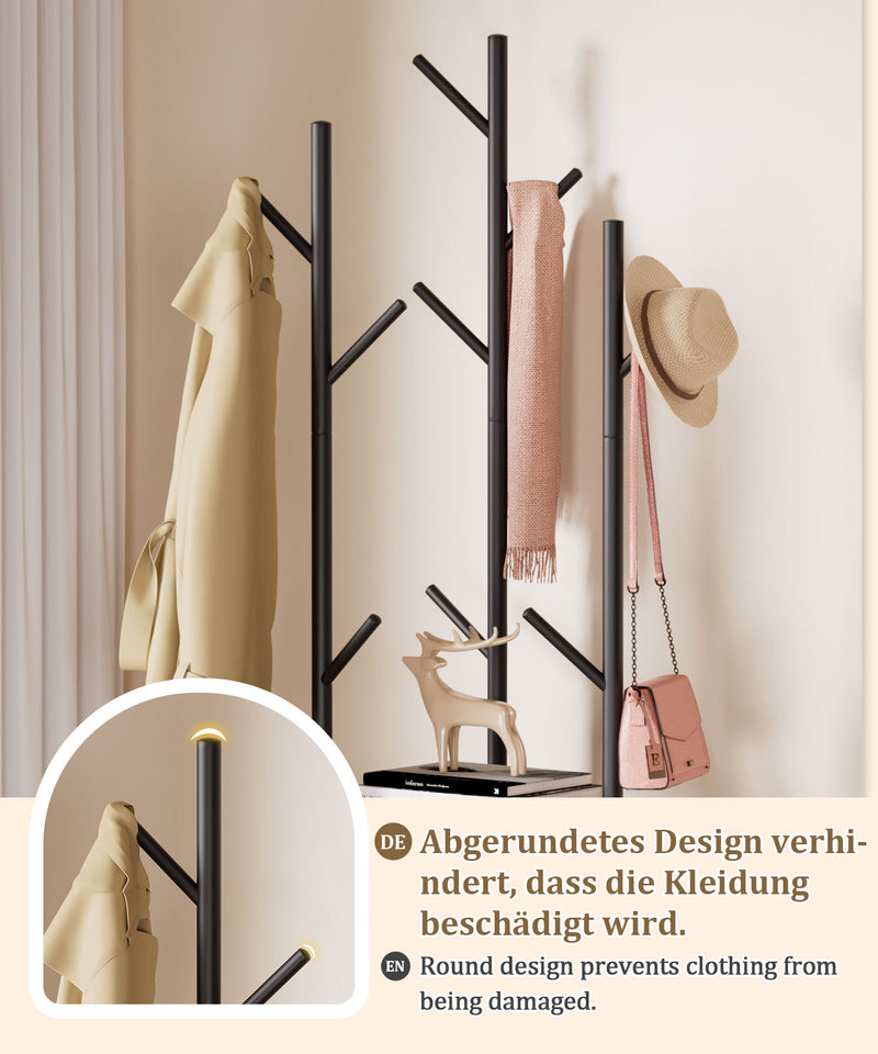 Yorbay Garderobenständer im Baum - Design mit 9 Haken & 3 Ablagen - YB104 - T073 - 5 - yorbiy.com
