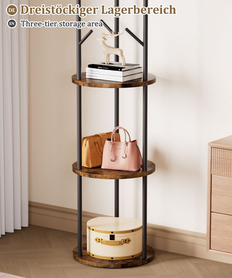 Yorbay Garderobenständer im Baum - Design mit 9 Haken & 3 Ablagen - YB104 - T073 - 6 - yorbiy.com