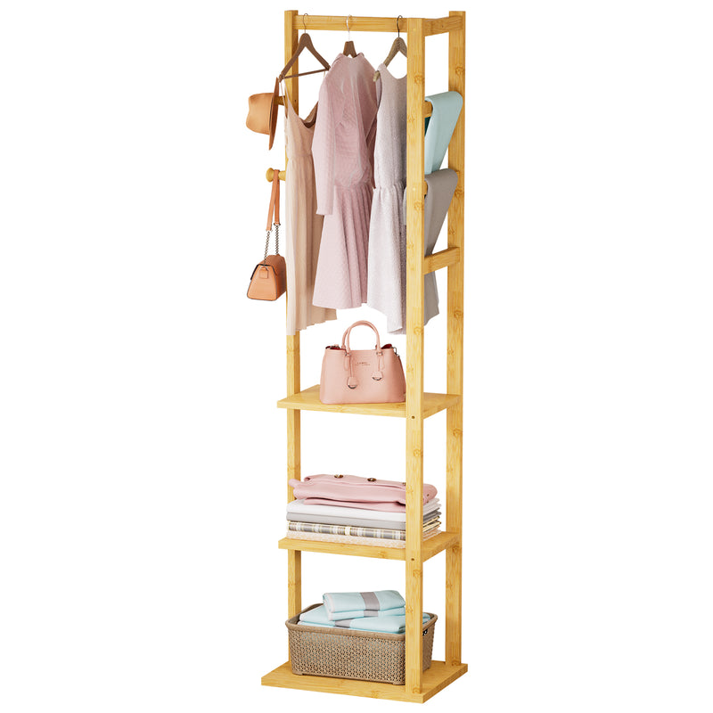 Yorbay Garderobenständer aus Bambus mit 3 Ablagen, 30 x 38/41 x 175 cm - YB081 - Z108 - 1 - yorbiy.com