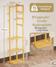 Yorbay Garderobenständer aus Bambus mit 3 Ablagen, 30 x 38/41 x 175 cm - YB081 - Z108 - 3 - yorbiy.com