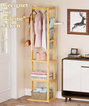 Yorbay Garderobenständer aus Bambus mit 3 Ablagen, 30 x 38/41 x 175 cm - YB081 - Z108 - 4 - yorbiy.com