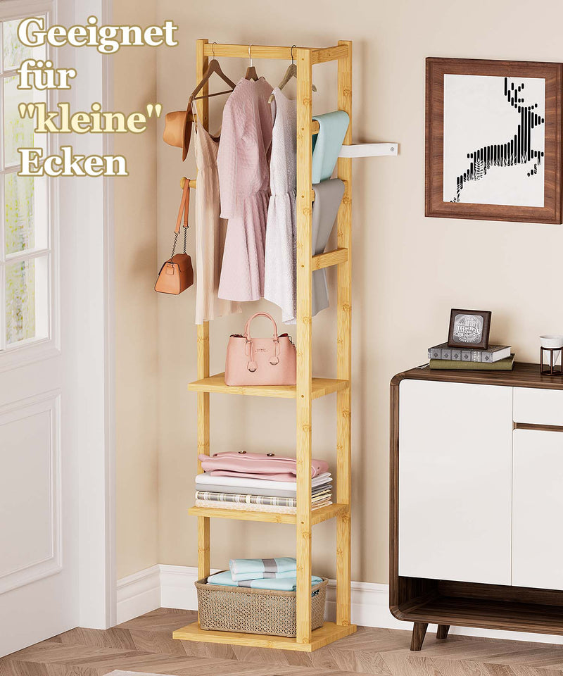 Yorbay Garderobenständer aus Bambus mit 3 Ablagen, 30 x 38/41 x 175 cm - YB081 - Z108 - 4 - yorbiy.com