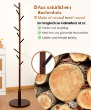Yorbay Garderobenständer aus Buchenholz mit 9 Haken - YB078 - D039 - 13 - yorbiy.com