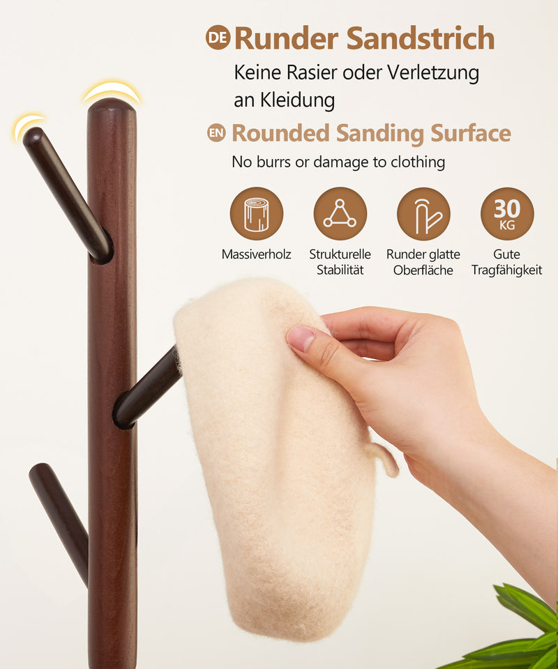 Yorbay Garderobenständer aus Buchenholz mit 9 Haken - YB078 - D039 - 14 - yorbiy.com