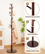 Yorbay Garderobenständer aus Buchenholz mit 9 Haken - YB078 - D039 - 15 - yorbiy.com