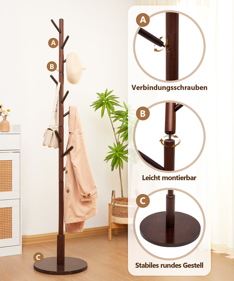 Yorbay Garderobenständer aus Buchenholz mit 9 Haken - YB078 - D039 - 15 - yorbiy.com