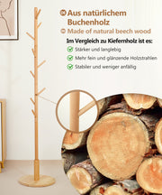 Yorbay Garderobenständer aus Buchenholz mit 9 Haken - YB078 - D040 - 5 - yorbiy.com