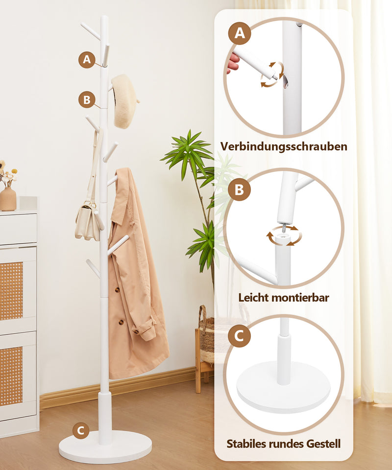 Yorbay Garderobenständer aus Buchenholz mit 9 Haken - YB078 - D038 - 23 - yorbiy.com