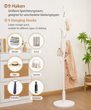 Yorbay Garderobenständer aus Buchenholz mit 9 Haken - YB078 - D038 - 20 - yorbiy.com