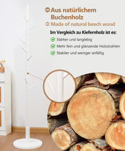 Yorbay Garderobenständer aus Buchenholz mit 9 Haken - YB078 - D038 - 21 - yorbiy.com