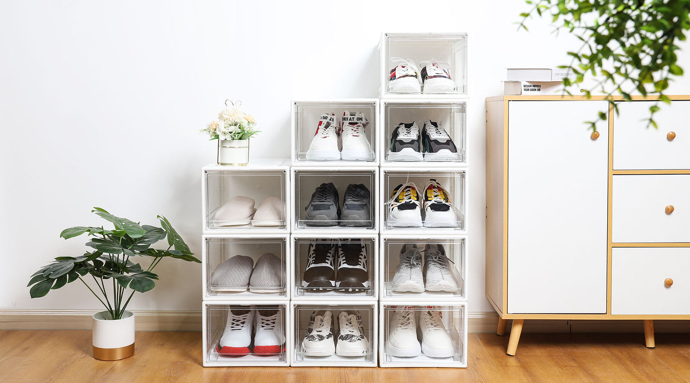 12er Schuhbox Set in Weiss im Wohnzimmer - yorbiy.com