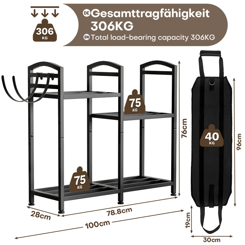 Yorbay Kaminholzregal 4 Ebenen aus Metall mit Oxford - Tasche - YB123-T089 - 3 - yorbiy.com