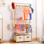Yorbay Kinder Kleiderständer aus Bambus mit 2 Aufbewahrungsboxen - F209 - 2 - yorbiy.com
