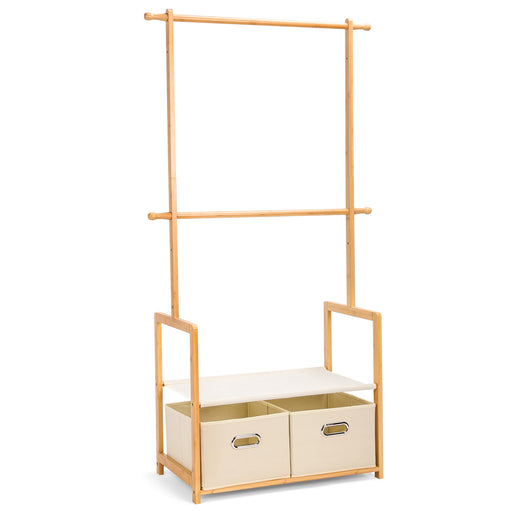 Yorbay Kinder Kleiderständer aus Bambus mit 2 Aufbewahrungsboxen - F209 - 3 - yorbiy.com