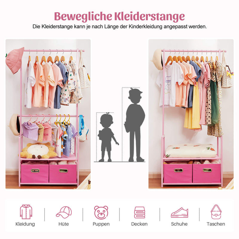 Yorbay Kinder Kleiderständer aus Bambus mit 2 Aufbewahrungsboxen - YB026 - Z048 - 9 - yorbiy.com
