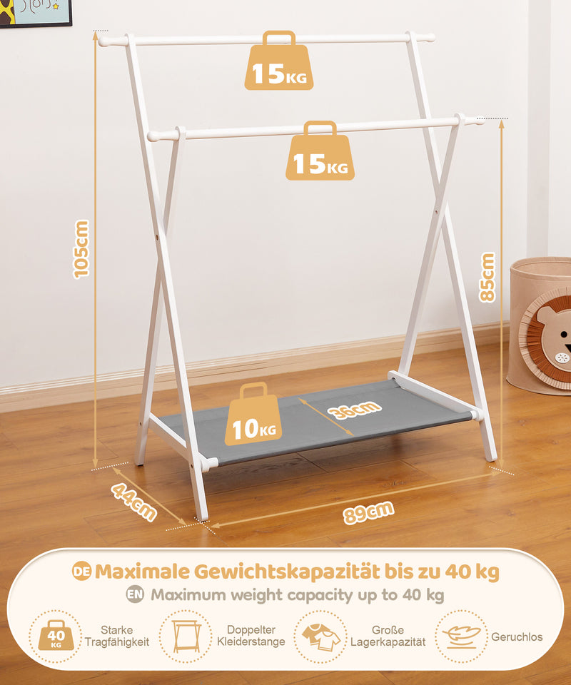 Yorbay klappbarer Kinder - Garderobenständer aus Bambus mit Ablage - YB032 - Z064 - 5 - yorbiy.com