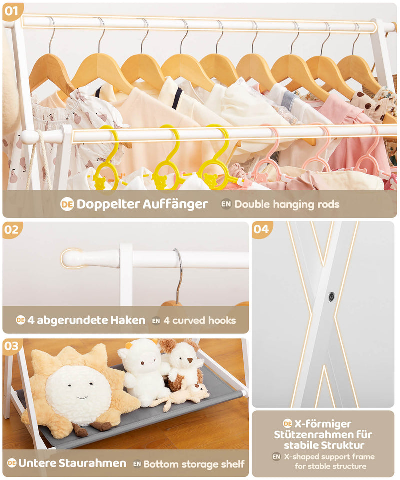 Yorbay klappbarer Kinder - Garderobenständer aus Bambus mit Ablage - YB032 - Z064 - 6 - yorbiy.com