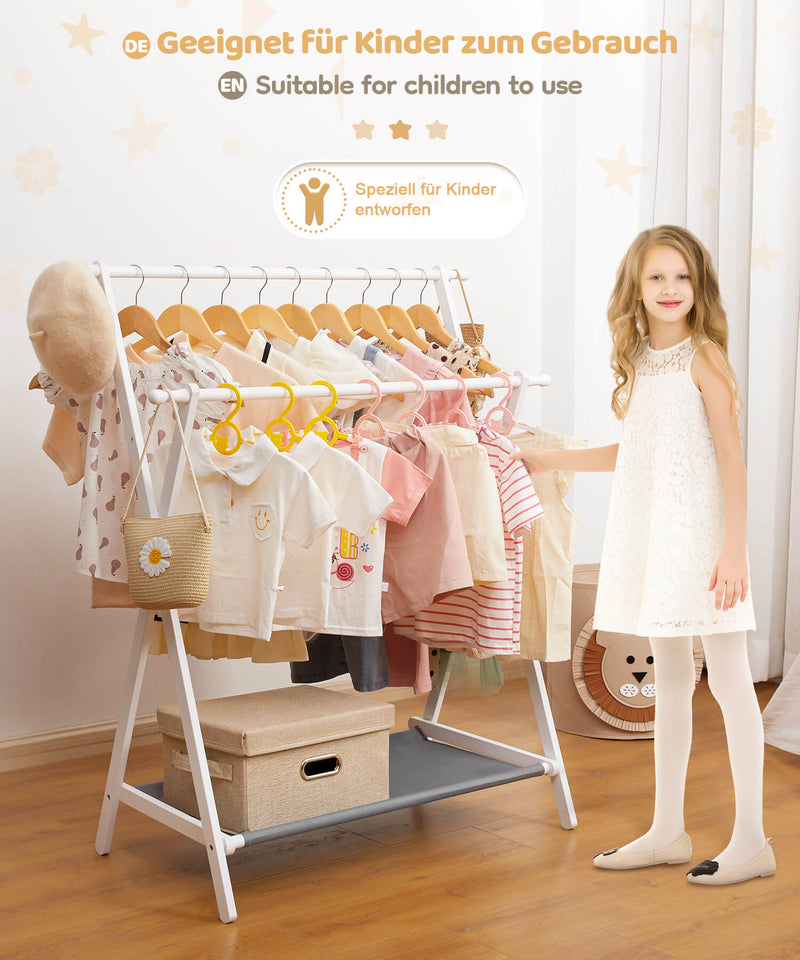Yorbay klappbarer Kinder - Garderobenständer aus Bambus mit Ablage - YB032 - Z064 - 9 - yorbiy.com