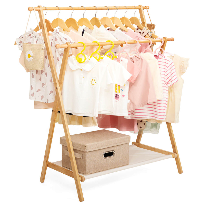 Yorbay klappbarer Kinder - Garderobenständer aus Bambus mit Ablage - YB032 - Z064 - 1 - yorbiy.com