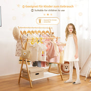 Yorbay klappbarer Kinder - Garderobenständer aus Bambus mit Ablage - YB032 - Z064 - 8 - yorbiy.com