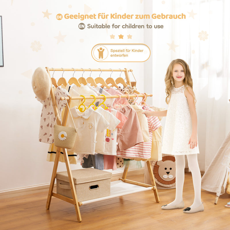 Yorbay klappbarer Kinder - Garderobenständer aus Bambus mit Ablage - YB032 - Z064 - 8 - yorbiy.com