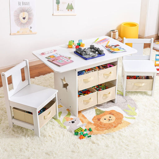 Yorbay Kindersitzgruppe, Kindertisch mit 2 Stühlen und Schubladen - YB013 - D019 - 2 - yorbiy.com