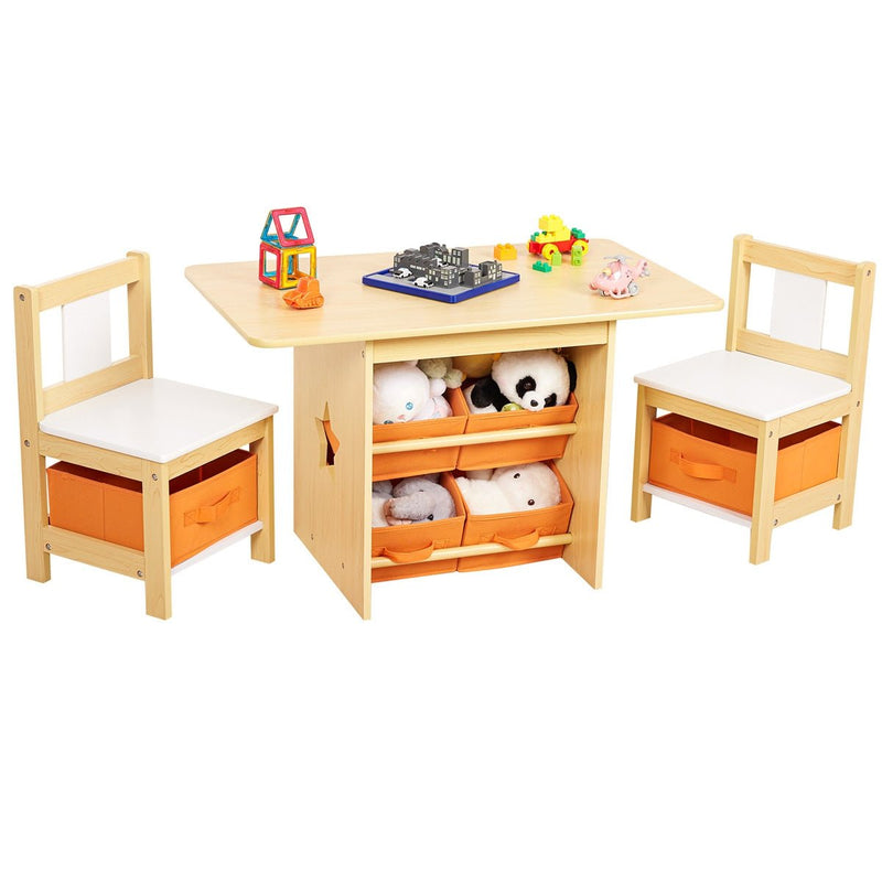 Yorbay Kindersitzgruppe, Kindertisch mit 2 Stühlen und Schubladen - YB013 - D016 - 4 - yorbiy.com