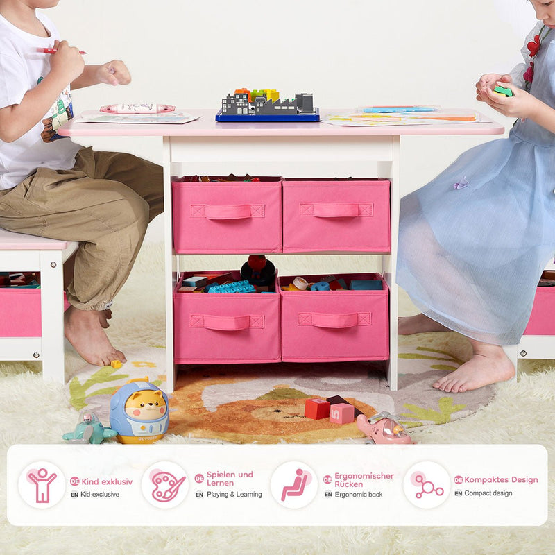 Yorbay Kindersitzgruppe, Kindertisch mit 2 Stühlen und Schubladen - YB013 - D017 - 24 - yorbiy.com