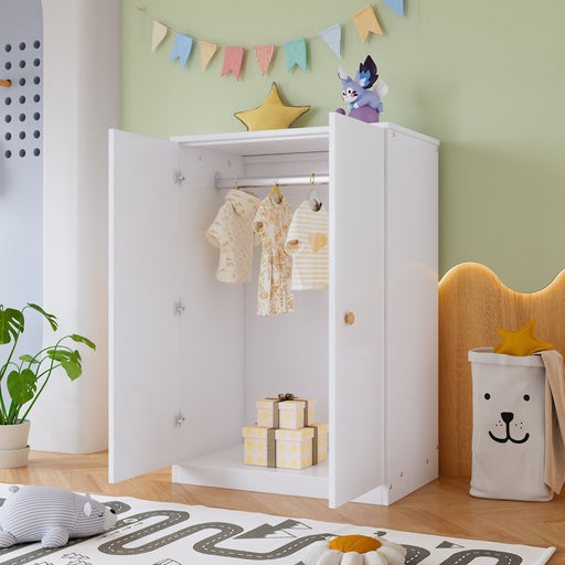 Kleiderschrank mit Stange für Kinderzimmer, 80 x 50 x 120 cm - YB - 32472324WAA - 2 - yorbiy.com