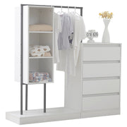 Schubladenschrank mit Kleiderstange, Kleiderschrank - Set in Weiß - YB - N657P19614950A - 1 - yorbiy.com