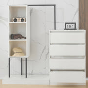 Schubladenschrank mit Kleiderstange, Kleiderschrank - Set in Weiß - YB - N657P19614950A - 2 - yorbiy.com