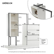 Schubladenschrank mit Kleiderstange, Kleiderschrank - Set in Weiß - YB - N657P19614950A - 3 - yorbiy.com