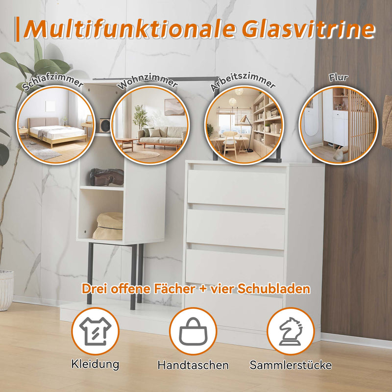 Schubladenschrank mit Kleiderstange, Kleiderschrank - Set in Weiß - YB - N657P19614950A - 6 - yorbiy.com