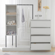 Schubladenschrank mit Kleiderstange, Kleiderschrank - Set in Weiß - YB - N657P19614950A - 8 - yorbiy.com