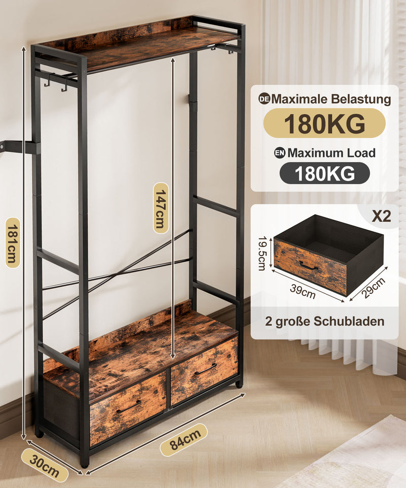 Yorbay Kleiderständer mit 2 Schubladen, 84 x 30 x 181 cm - YB088 - T072 - 3 - yorbiy.com