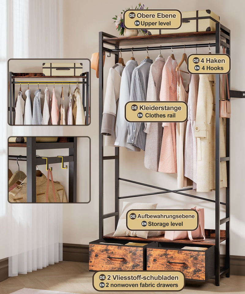 Yorbay Kleiderständer mit 2 Schubladen, 84 x 30 x 181 cm - YB088 - T072 - 4 - yorbiy.com