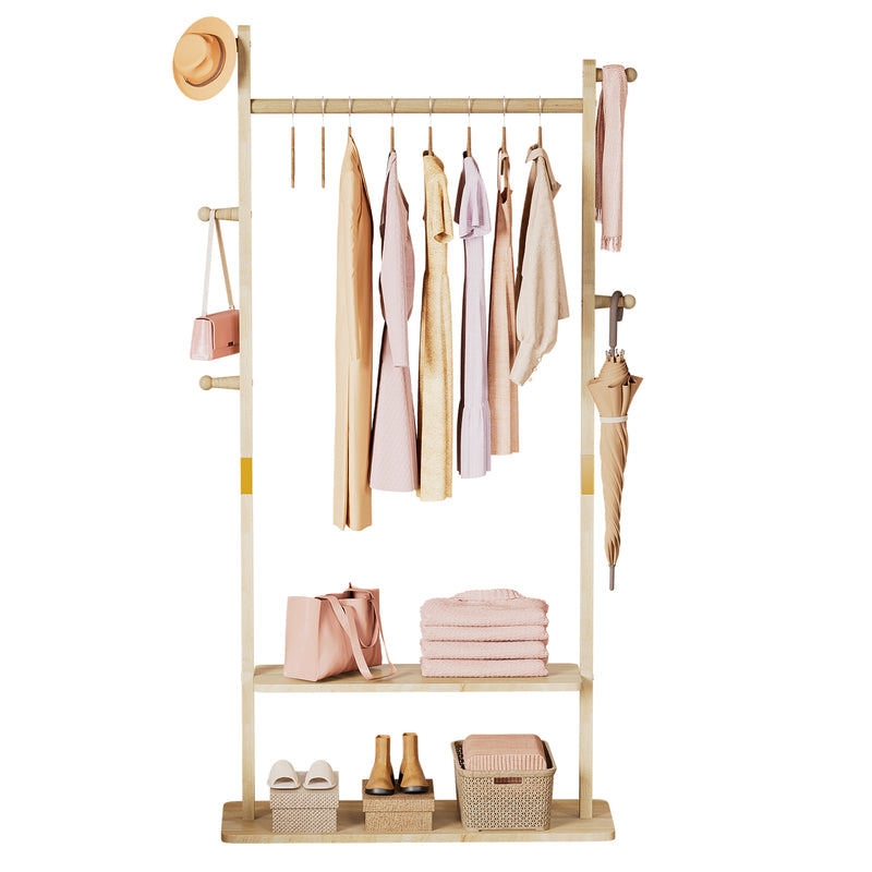 Yorbay Garderobenständer aus Holz mit Ablagen, 78 x 27 x 162,5 cm - YB090 - D045 - 1 - yorbiy.com