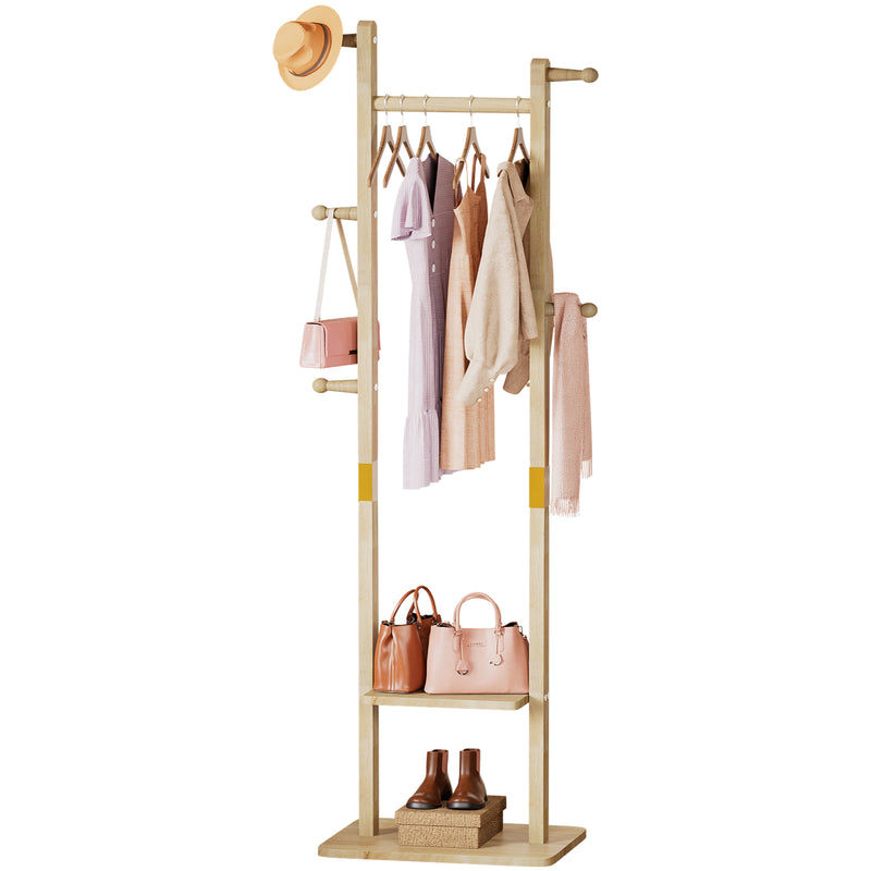 Yorbay Garderobenständer aus Holz mit Ablagen, 38 × 27 × 162 cm - YB090 - D046 - 1 - yorbiy.com
