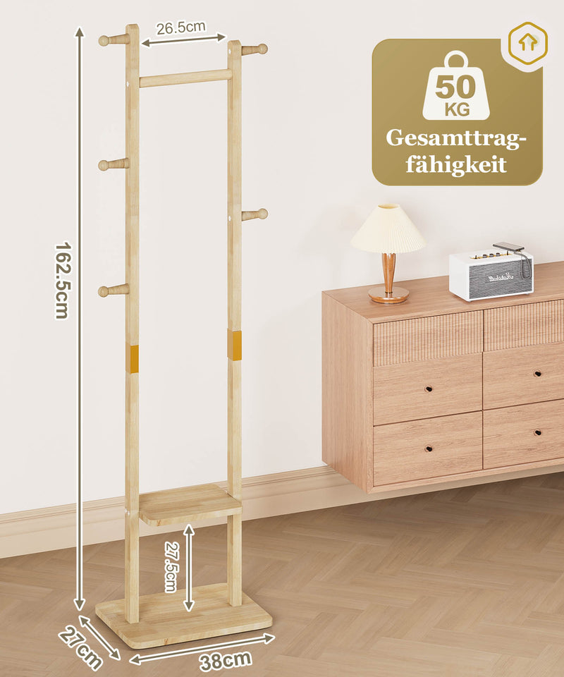Yorbay Garderobenständer aus Holz mit Ablagen, 38 × 27 × 162 cm - YB090 - D046 - 3 - yorbiy.com