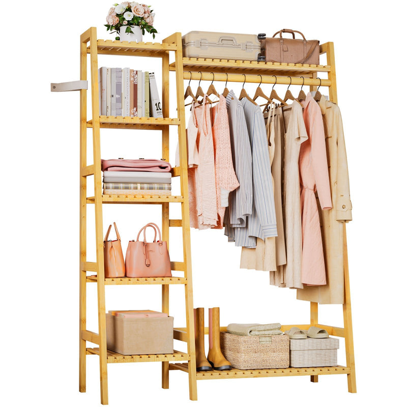 Yorbay Kleiderständer mit Regalen & Kleiderstange aus Bambus - YB103 - Z110 - 9 - yorbiy.com