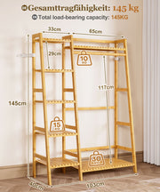 Yorbay Kleiderständer mit Regalen & Kleiderstange aus Bambus - YB103 - Z110 - 3 - yorbiy.com