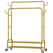 Yorbay Kleiderständer mit Rollen, Doppelstange, 2 Ablagen & 4 Haken - YB106-T076 - 26 - yorbiy.com