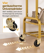 Yorbay Kleiderständer mit Rollen, Doppelstange, 2 Ablagen & 4 Haken - YB106-T076 - 23 - yorbiy.com