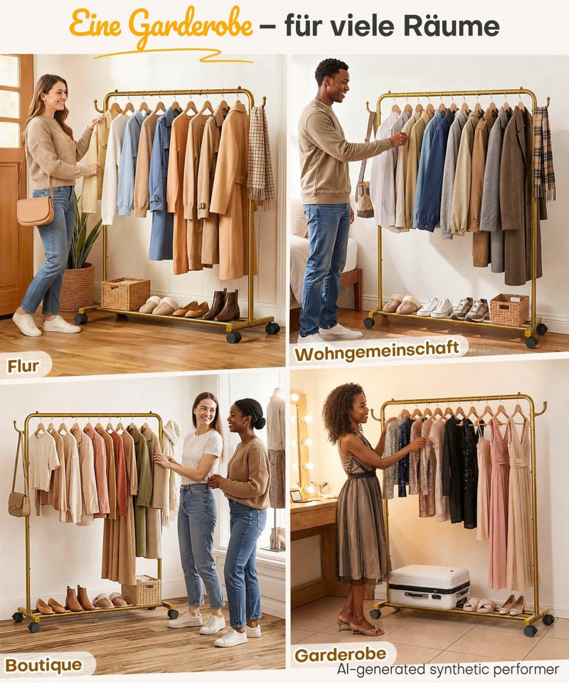 Yorbay Metall Robuster Kleiderständer auf Rollen - YB087-T117 - 24 - yorbiy.com