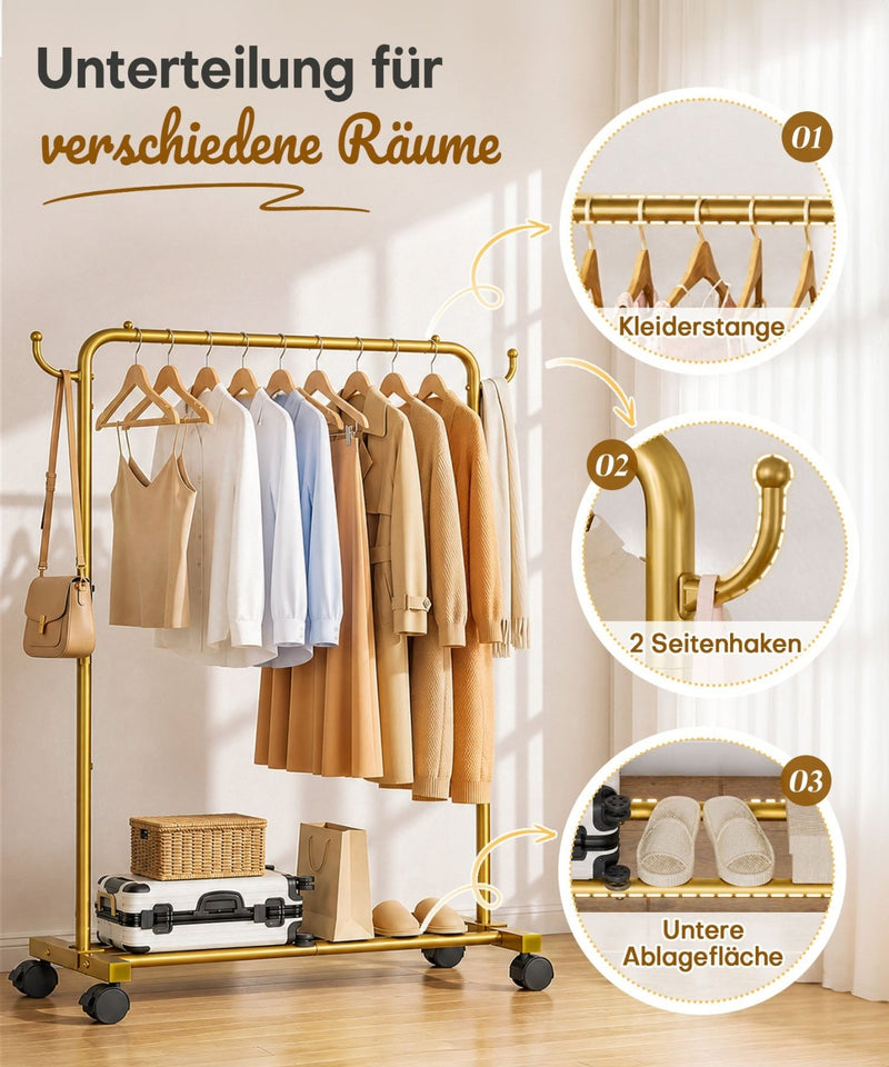 Yorbay Metall Robuster Kleiderständer auf Rollen - YB087-T117 - 16 - yorbiy.com