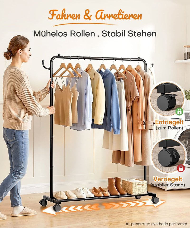 Yorbay Metall Robuster Kleiderständer auf Rollen - YB087-T107 - 9 - yorbiy.com