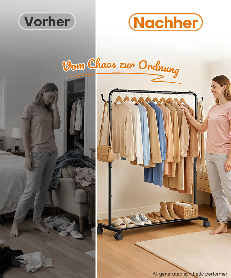 Yorbay Metall Robuster Kleiderständer auf Rollen - YB087-T107 - 3 - yorbiy.com
