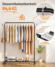 Yorbay Metall Robuster Kleiderständer auf Rollen - YB087-T107 - 8 - yorbiy.com