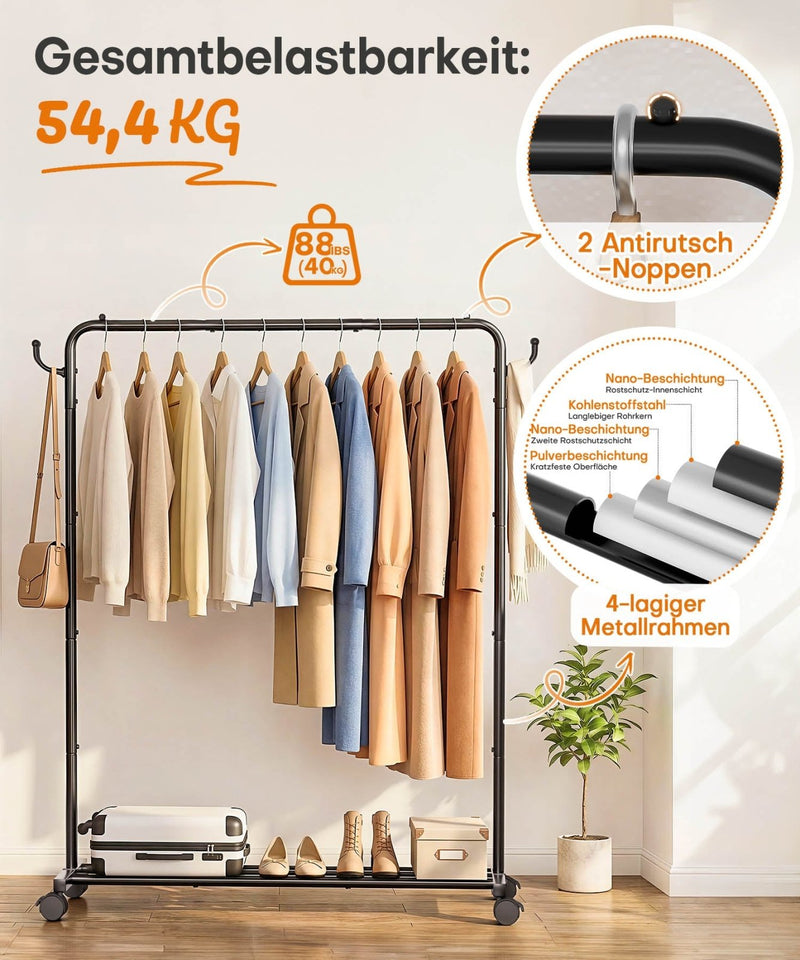 Yorbay Metall Robuster Kleiderständer auf Rollen - YB087-T107 - 8 - yorbiy.com
